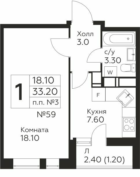 Дом 190 Секция 1 Этаж 13 Квартира 39794