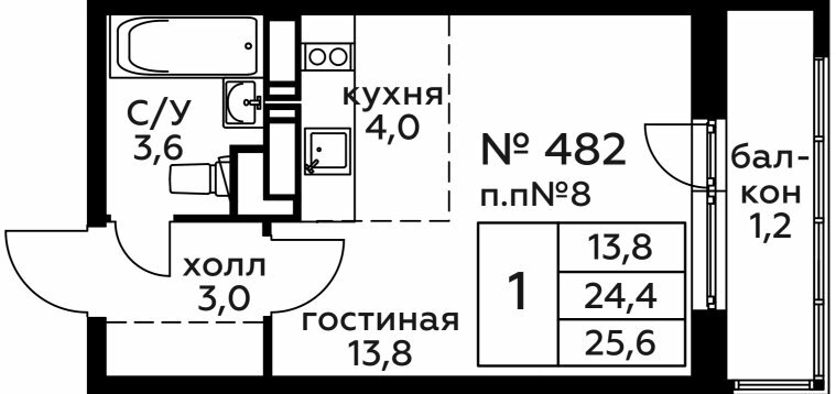 Дом 260 Секция 4 Этаж 4 Квартира 54588
