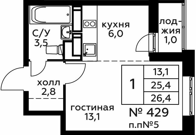 Дом 260 Секция 3 Этаж 22 Квартира 54535