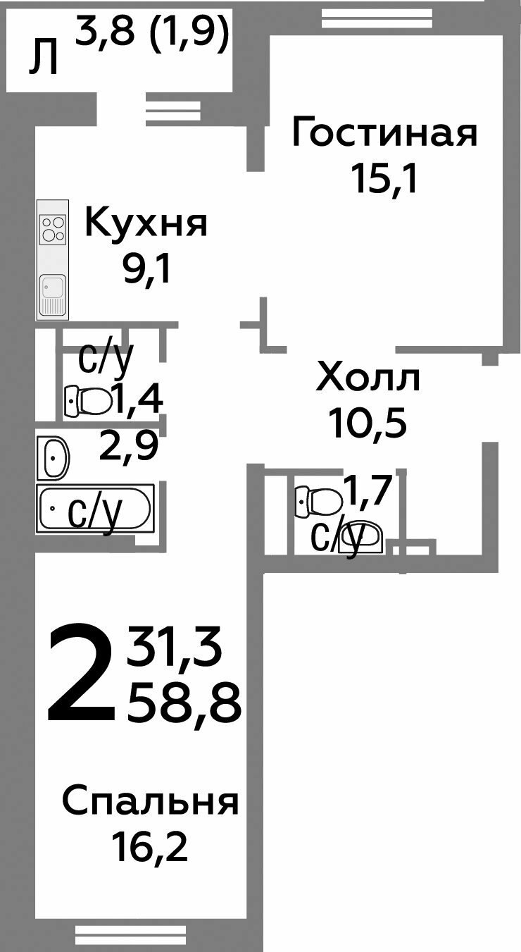 Дом 142 Секция 1 Этаж 9 Квартира 31822