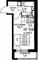 Дом 260 Секция 1 Этаж 22 Квартира 54212